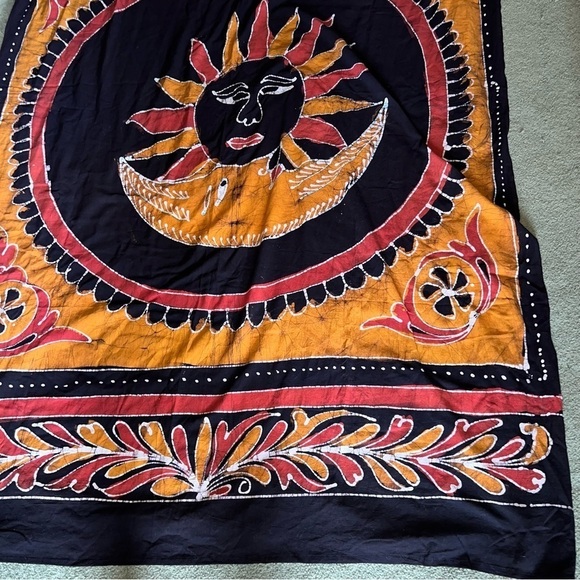Gypsy Rose Sunshine Tapestry Black Orange Red 85x53” - Picture 3 of 9